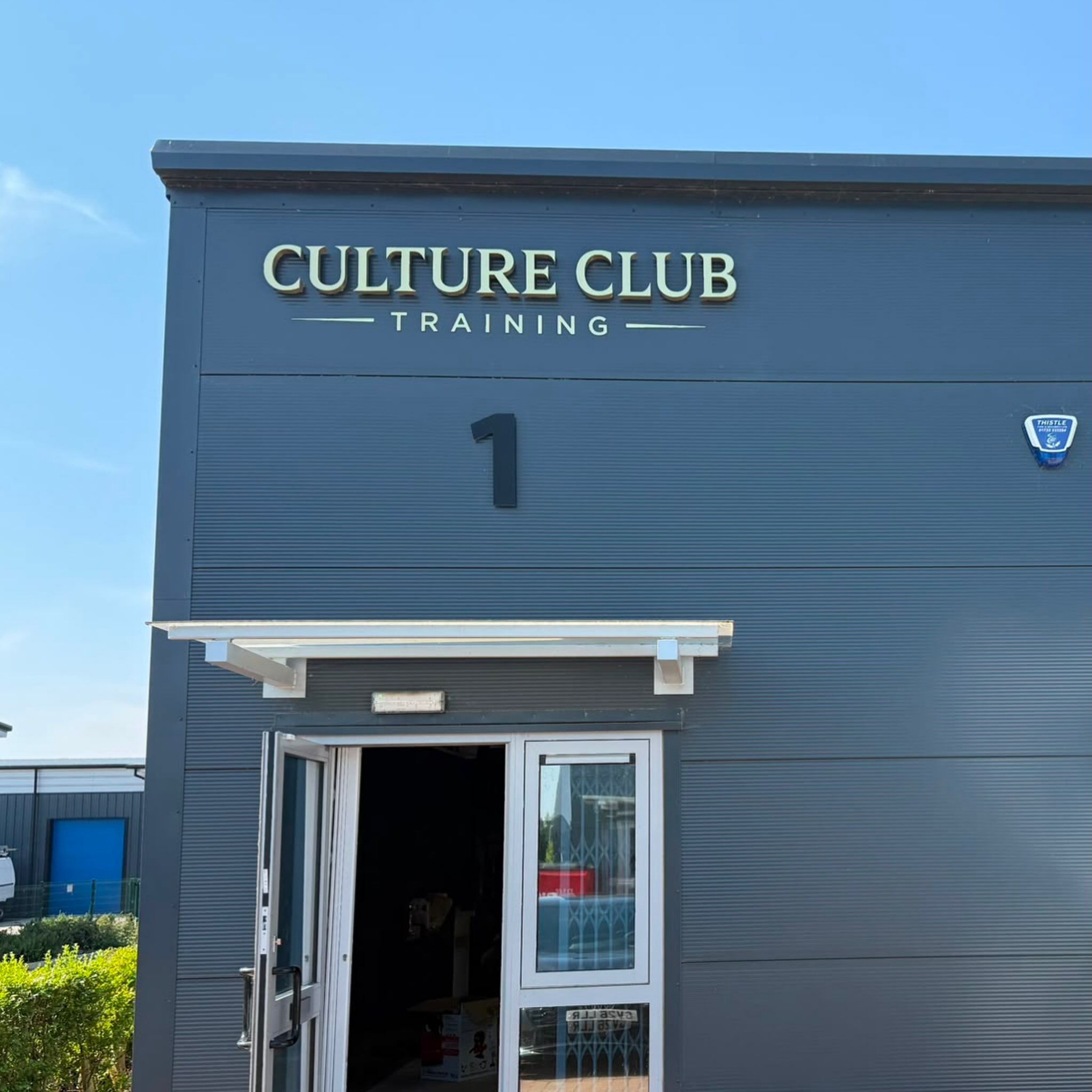 Culture Club gym training studio exterior architectural branding and neon sign review London and the UK